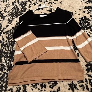 XS Tan, Black, and White Dress Top